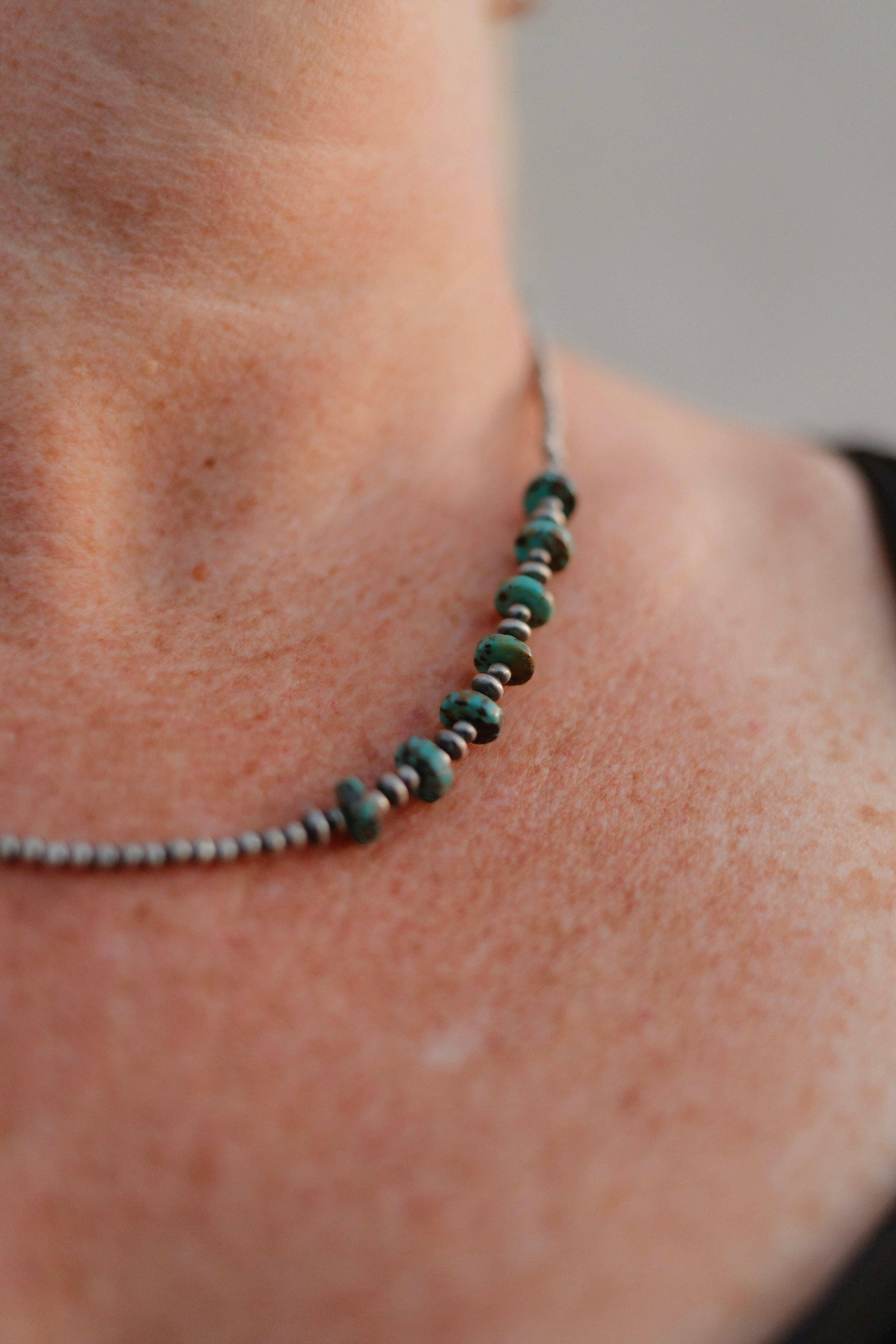 Turquoise Slab & Mini Desert Pearl Necklace-Lariat and Y Necklaces-Krush Kandy, Women's Online Fashion Boutique Located in Phoenix, Arizona (Scottsdale Area)