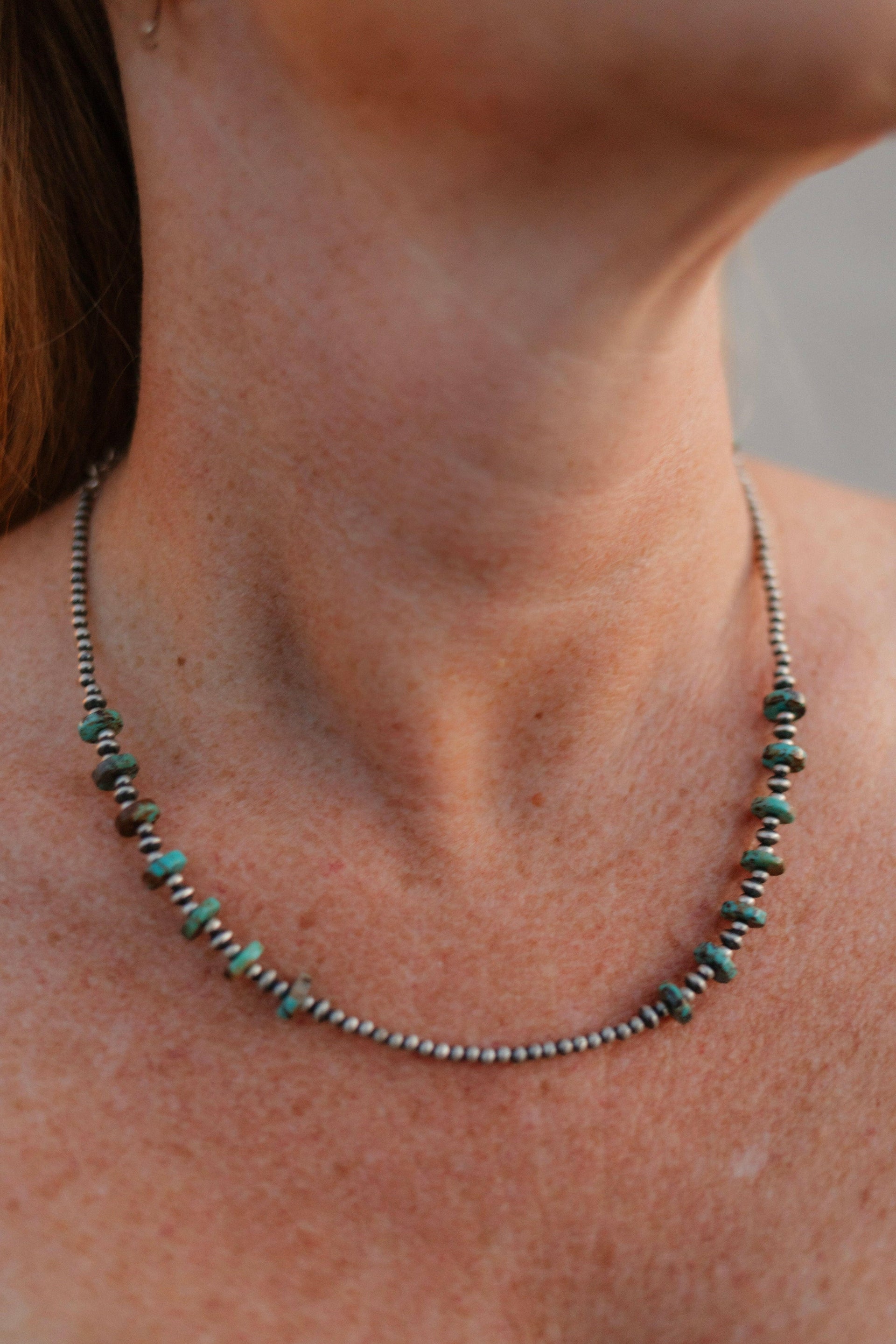 Turquoise Slab & Mini Desert Pearl Necklace-Lariat and Y Necklaces-Krush Kandy, Women's Online Fashion Boutique Located in Phoenix, Arizona (Scottsdale Area)