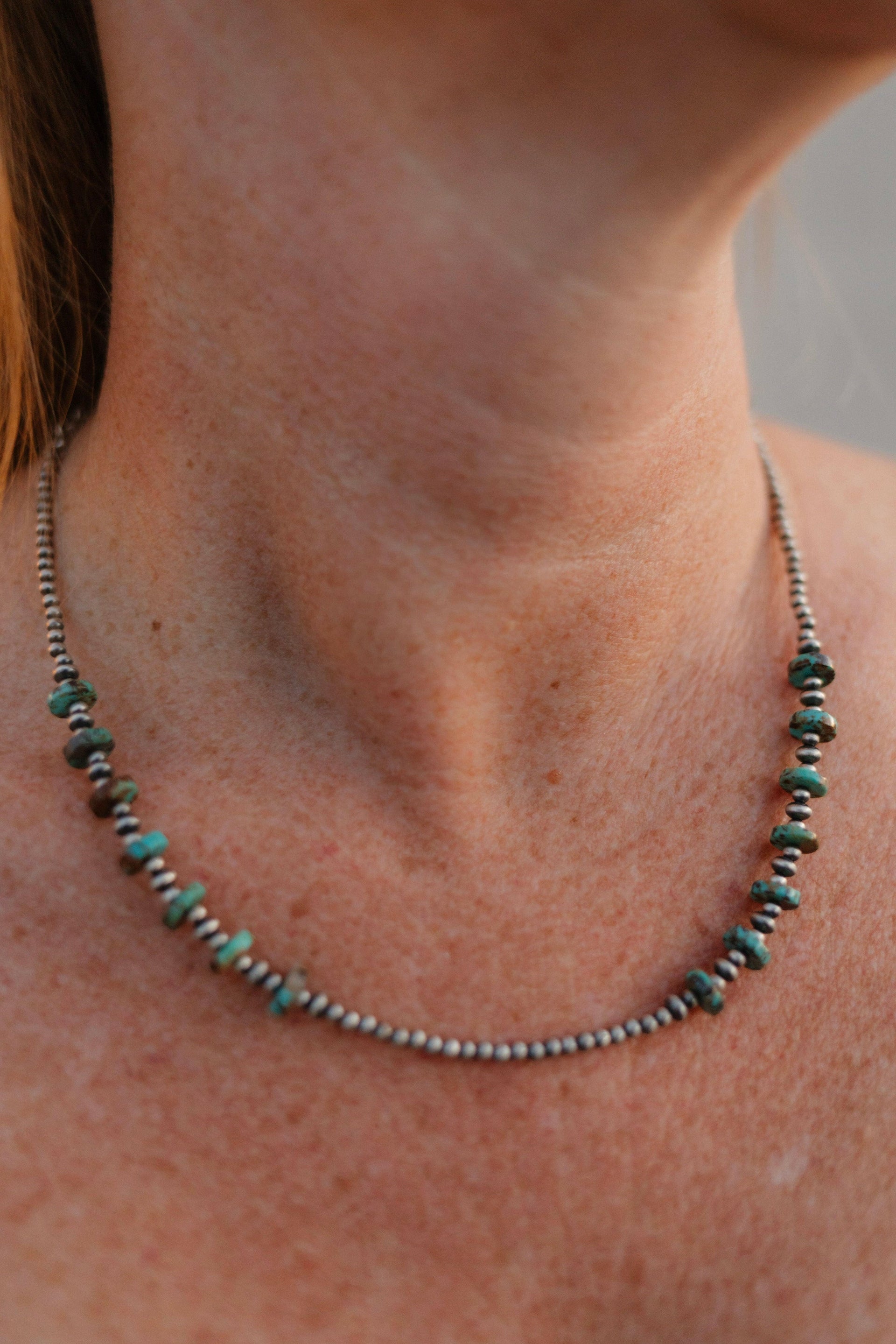 Turquoise Slab & Mini Desert Pearl Necklace-Lariat and Y Necklaces-Krush Kandy, Women's Online Fashion Boutique Located in Phoenix, Arizona (Scottsdale Area)