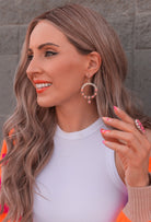 Hammered Hoop & Gemmed Loop Earring-Hoop Earrings-Krush Kandy, Women's Online Fashion Boutique Located in Phoenix, Arizona (Scottsdale Area)