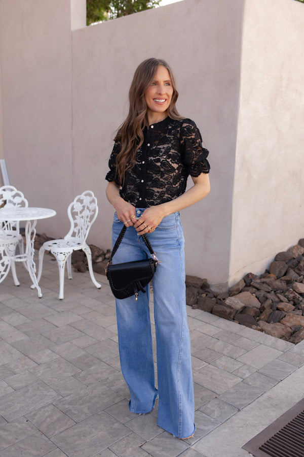 Picture Perfect Lace Button Up Blouse