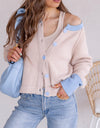 The Cove Ribbed Contrast Button Up Sweater