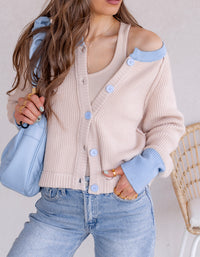 The Cove Ribbed Contrast Button Up Sweater