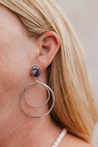 Double Up Sterling Silver Stone Hoop Earrings-Earrings-Krush Kandy, Women's Online Fashion Boutique Located in Phoenix, Arizona (Scottsdale Area)