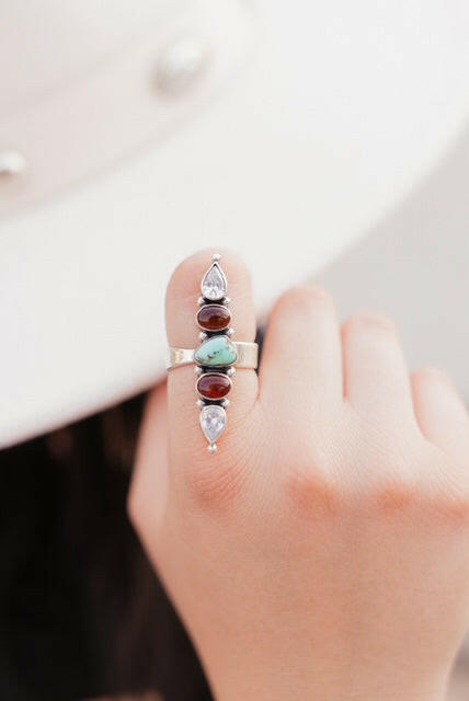 Amber, Turquoise & CZ Crawler-Crawler Rings-Krush Kandy, Women's Online Fashion Boutique Located in Phoenix, Arizona (Scottsdale Area)