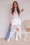 The Darling Sheer Lace Frilly High Low Skirt