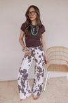 Cowgirl Cutie Cow Print Wide Leg Denim Jean