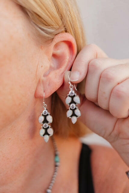 Opal & Crystal Stone Earrings-Drop Earrings-Krush Kandy, Women's Online Fashion Boutique Located in Phoenix, Arizona (Scottsdale Area)