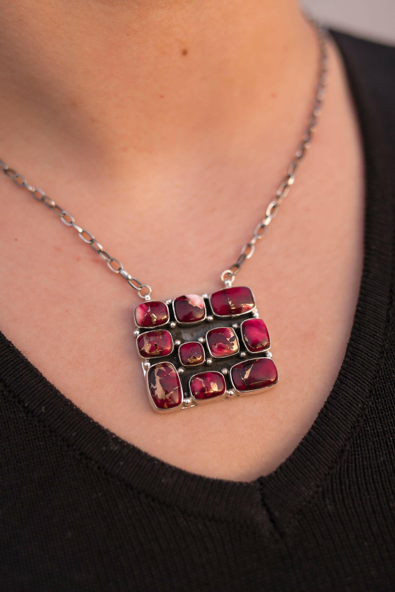 Kandy Bar Stone Cluster Necklaces-Necklaces-Krush Kandy, Women's Online Fashion Boutique Located in Phoenix, Arizona (Scottsdale Area)