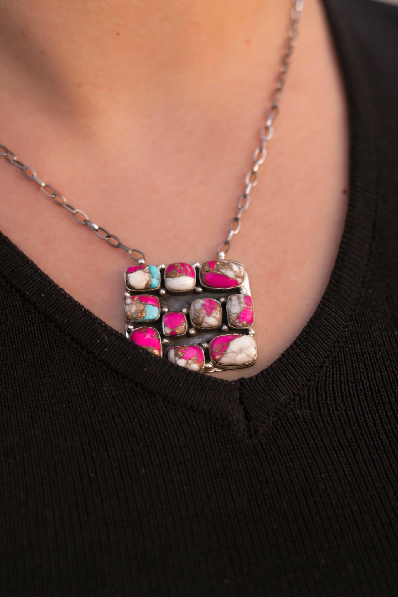 Kandy Bar Stone Cluster Necklaces-Necklaces-Krush Kandy, Women's Online Fashion Boutique Located in Phoenix, Arizona (Scottsdale Area)