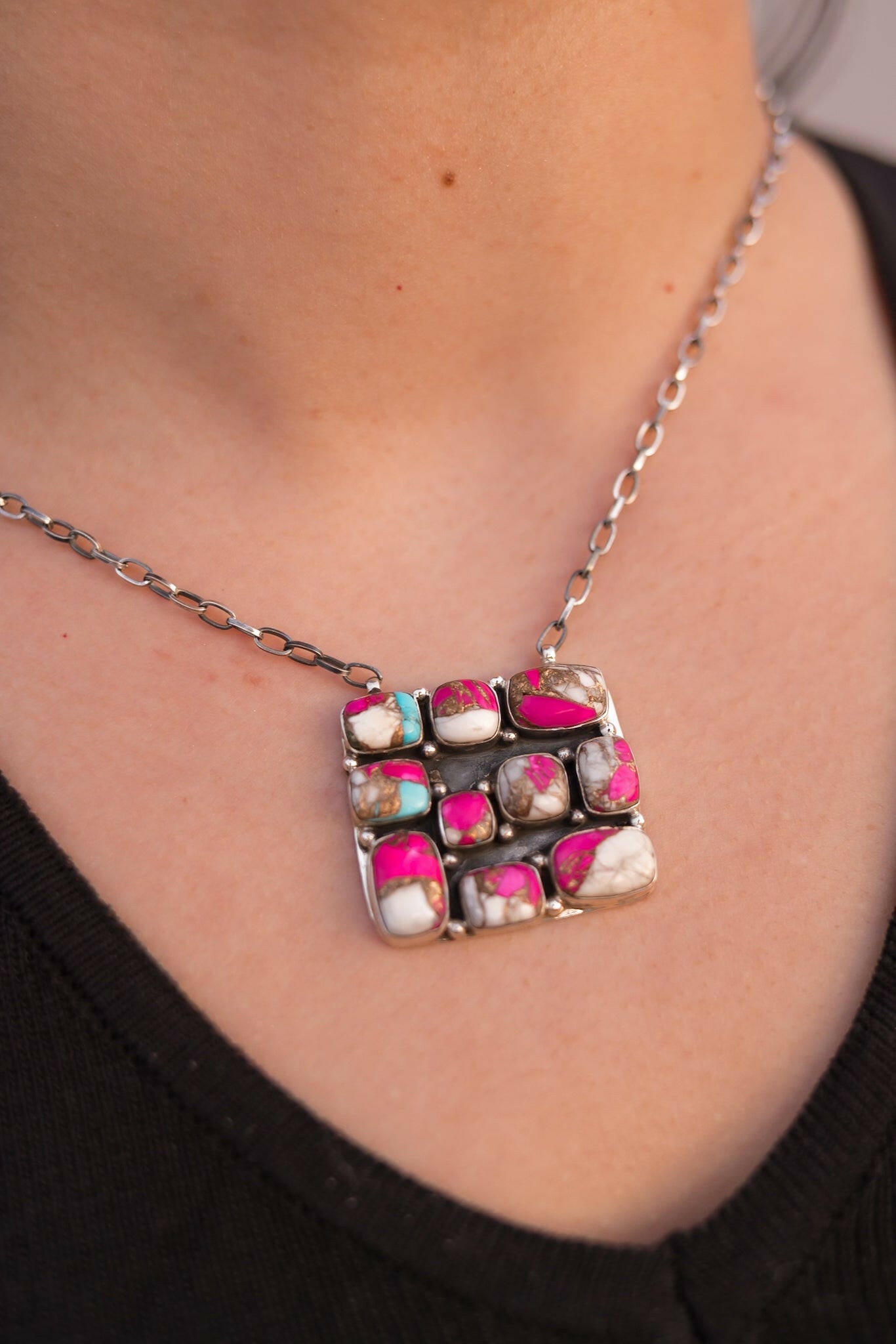 Kandy Bar Stone Cluster Necklaces-Necklaces-Krush Kandy, Women's Online Fashion Boutique Located in Phoenix, Arizona (Scottsdale Area)