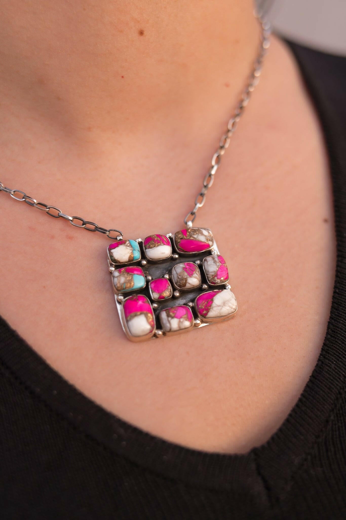 Kandy Bar Stone Cluster Necklaces-Necklaces-Krush Kandy, Women's Online Fashion Boutique Located in Phoenix, Arizona (Scottsdale Area)