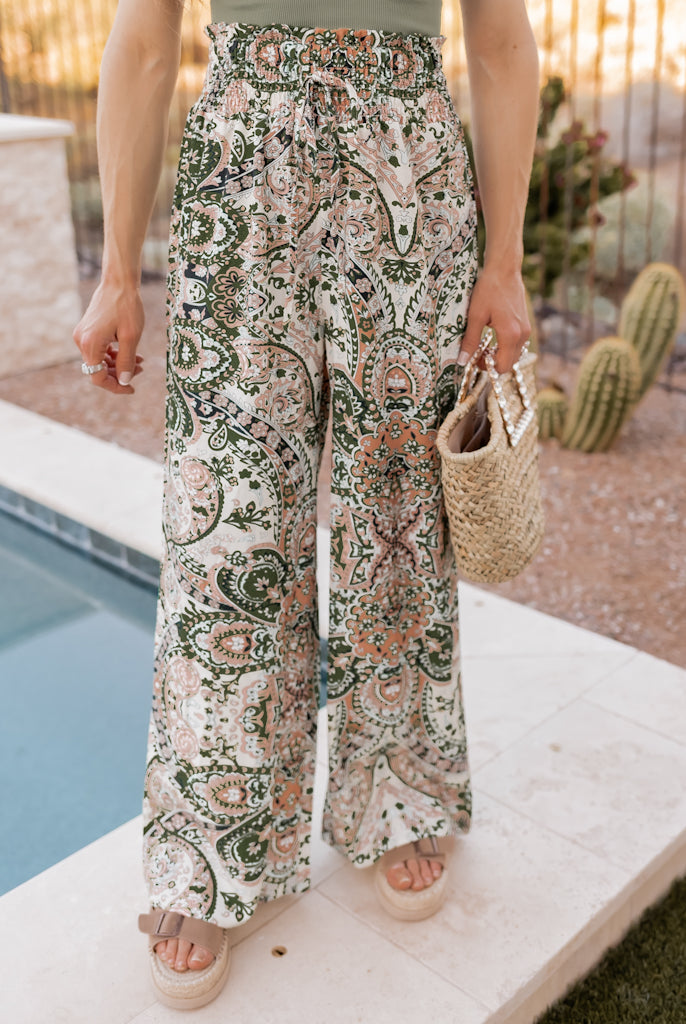 Front View. Printed Wide Leg Pants-Krush Kandy, Women's Online Fashion Boutique Located in Phoenix, Arizona (Scottsdale Area)