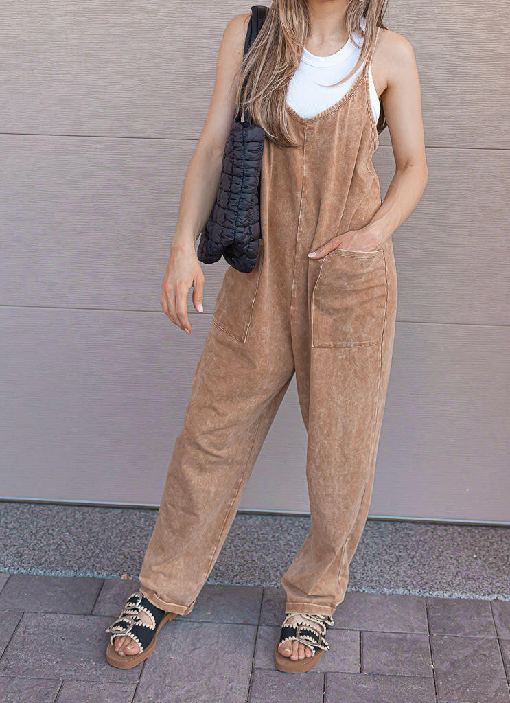 Gold Coast MIneral Washed Overall Jumpsuit-Jumpsuits & Rompers-Krush Kandy, Women's Online Fashion Boutique Located in Phoenix, Arizona (Scottsdale Area)