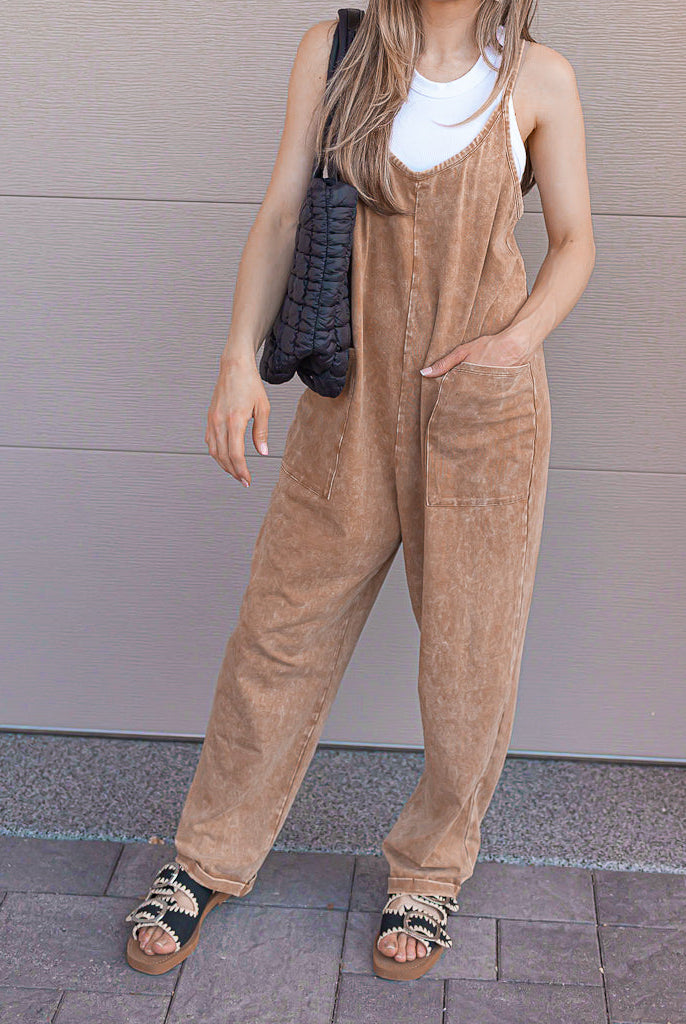 Gold Coast Mineral Washed Jumpsuit Overalls-Jumpsuits & Rompers-Krush Kandy, Women's Online Fashion Boutique Located in Phoenix, Arizona (Scottsdale Area)