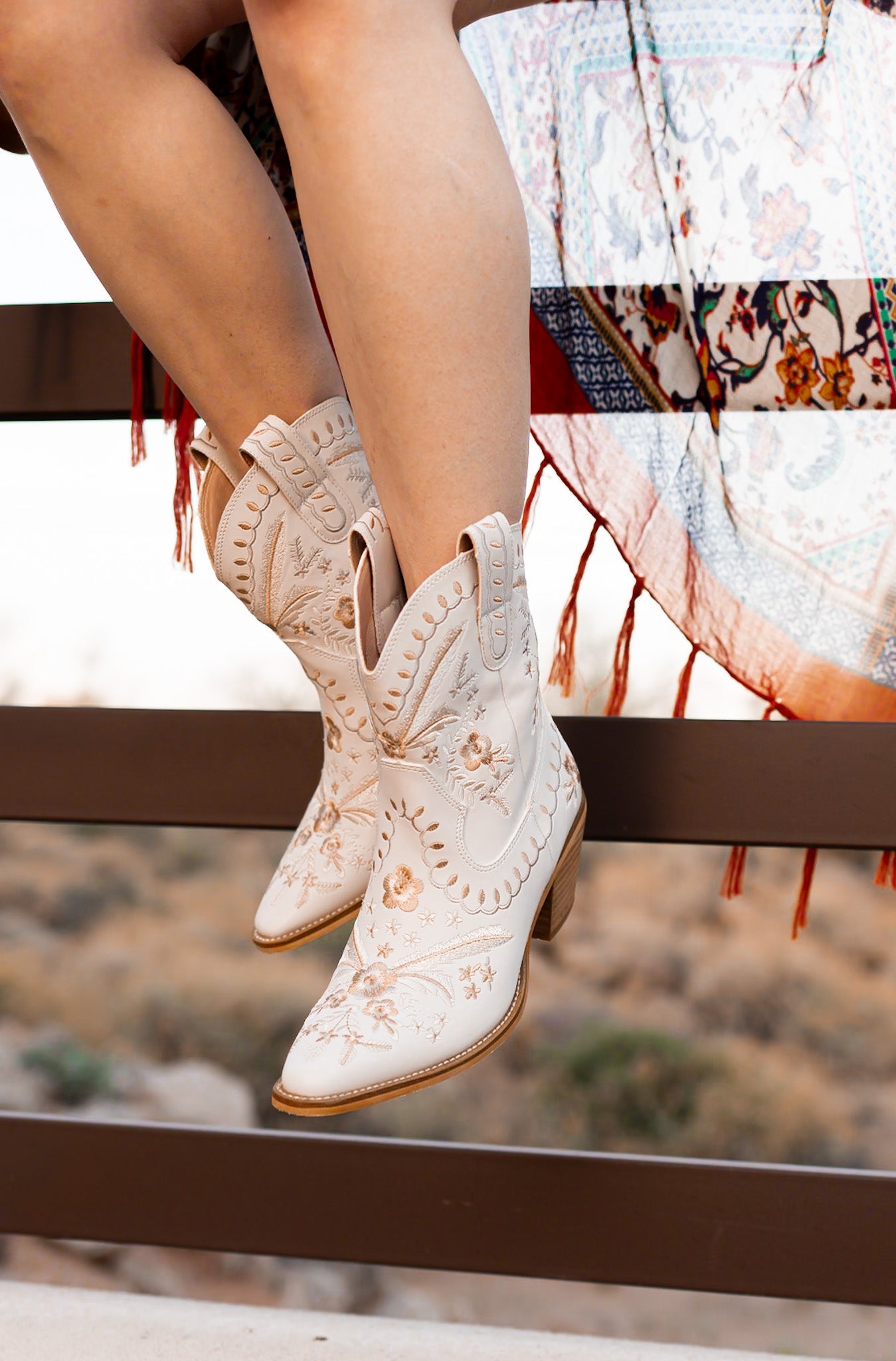 Corral Embroidered Cowgirl Boots - Beige-Boots-Krush Kandy, Women's Online Fashion Boutique Located in Phoenix, Arizona (Scottsdale Area)