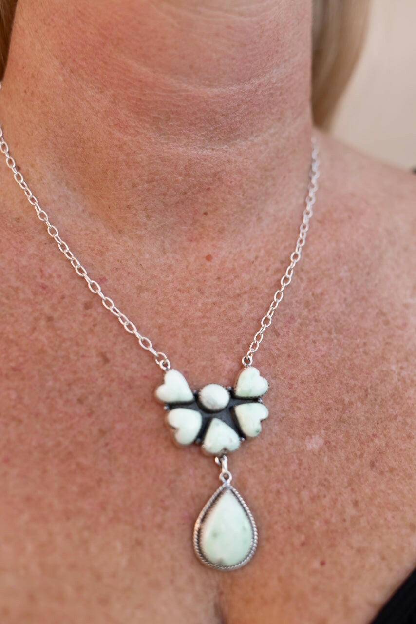 Paloma Heart Half Flower Drop Necklace-Necklaces-Krush Kandy, Women's Online Fashion Boutique Located in Phoenix, Arizona (Scottsdale Area)