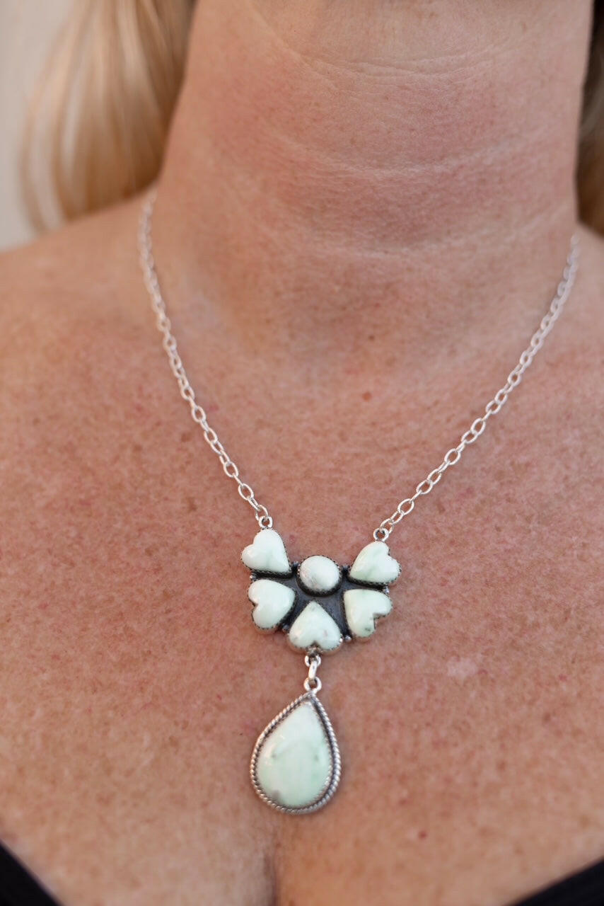 Paloma Heart Half Flower Drop Necklace-Necklaces-Krush Kandy, Women's Online Fashion Boutique Located in Phoenix, Arizona (Scottsdale Area)