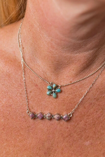 Sunlit Bloom and Bar Layered Necklace-Necklaces-Krush Kandy, Women's Online Fashion Boutique Located in Phoenix, Arizona (Scottsdale Area)