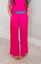 Contrast Round Neck Top and Pants Set-2 Piece Outfit Sets-Krush Kandy, Women's Online Fashion Boutique Located in Phoenix, Arizona (Scottsdale Area)