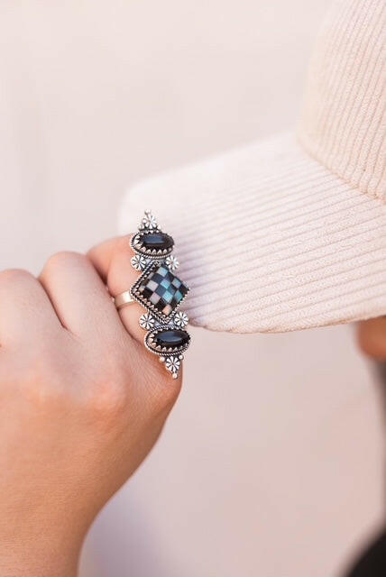 Queens Move Checkered Ring-Cluster Rings-Krush Kandy, Women's Online Fashion Boutique Located in Phoenix, Arizona (Scottsdale Area)