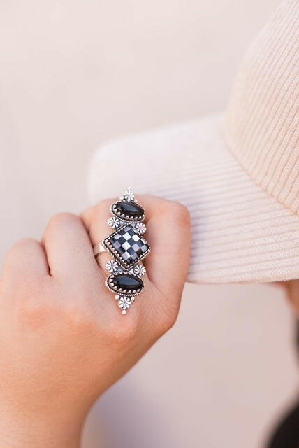 Queens Move Checkered Ring-Cluster Rings-Krush Kandy, Women's Online Fashion Boutique Located in Phoenix, Arizona (Scottsdale Area)