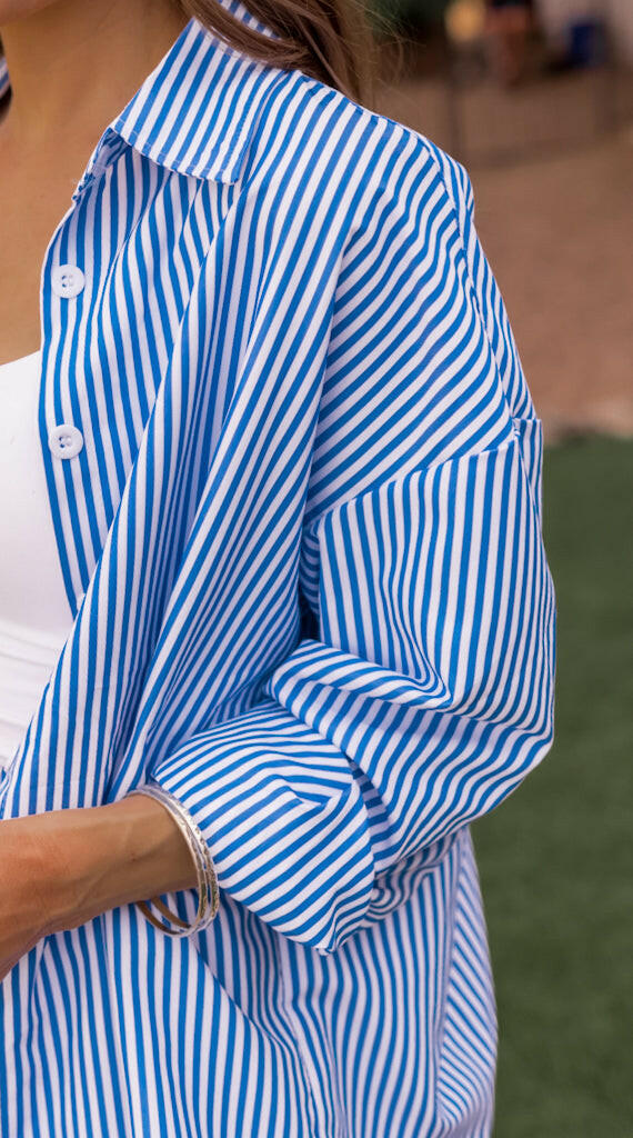 Bon Voyage Striped Button Down Top & Shorts Set-2 Piece Outfit Sets-Krush Kandy, Women's Online Fashion Boutique Located in Phoenix, Arizona (Scottsdale Area)