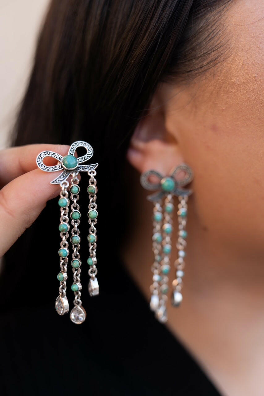 Stone Bundle Dangle Bow Earrings-Stud Earrings-Krush Kandy, Women's Online Fashion Boutique Located in Phoenix, Arizona (Scottsdale Area)