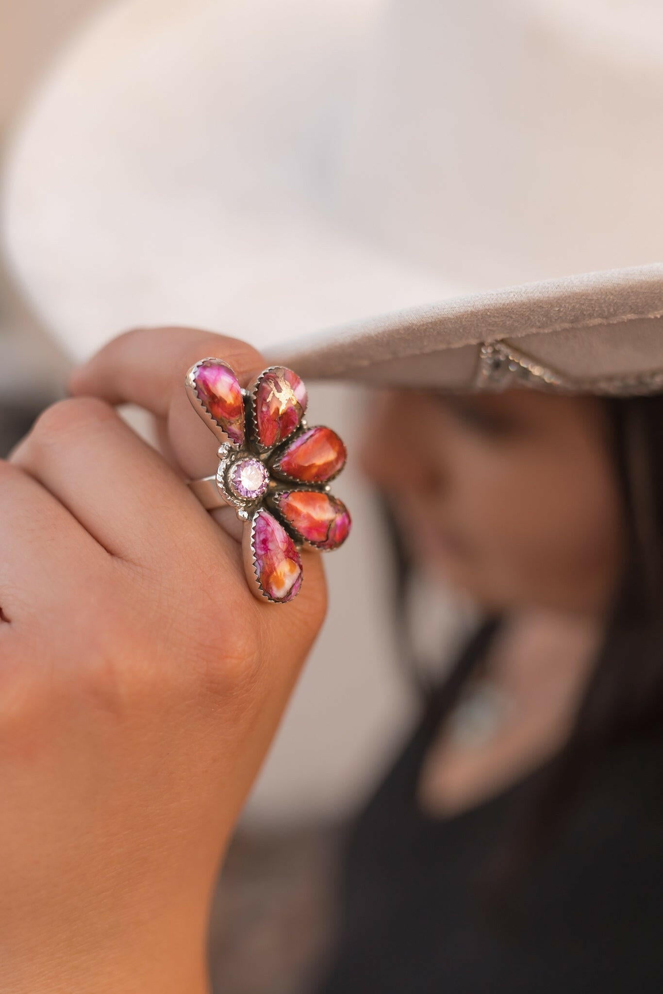 Star Burst Half Flower Ring-Rings-Krush Kandy, Women's Online Fashion Boutique Located in Phoenix, Arizona (Scottsdale Area)