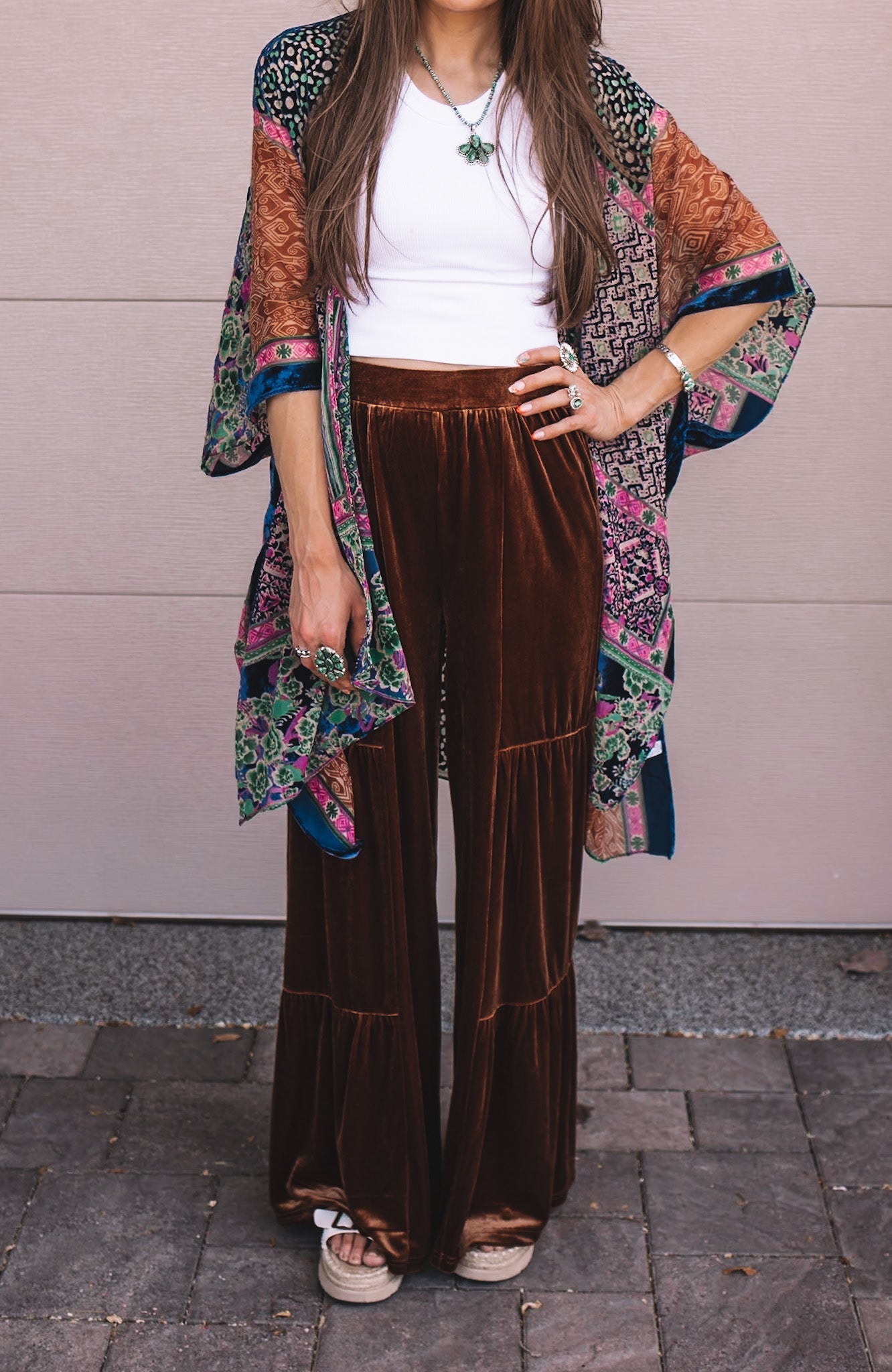 Brooke Velvet Ruffle Hem Wide Leg Pants-Pants-Krush Kandy, Women's Online Fashion Boutique Located in Phoenix, Arizona (Scottsdale Area)