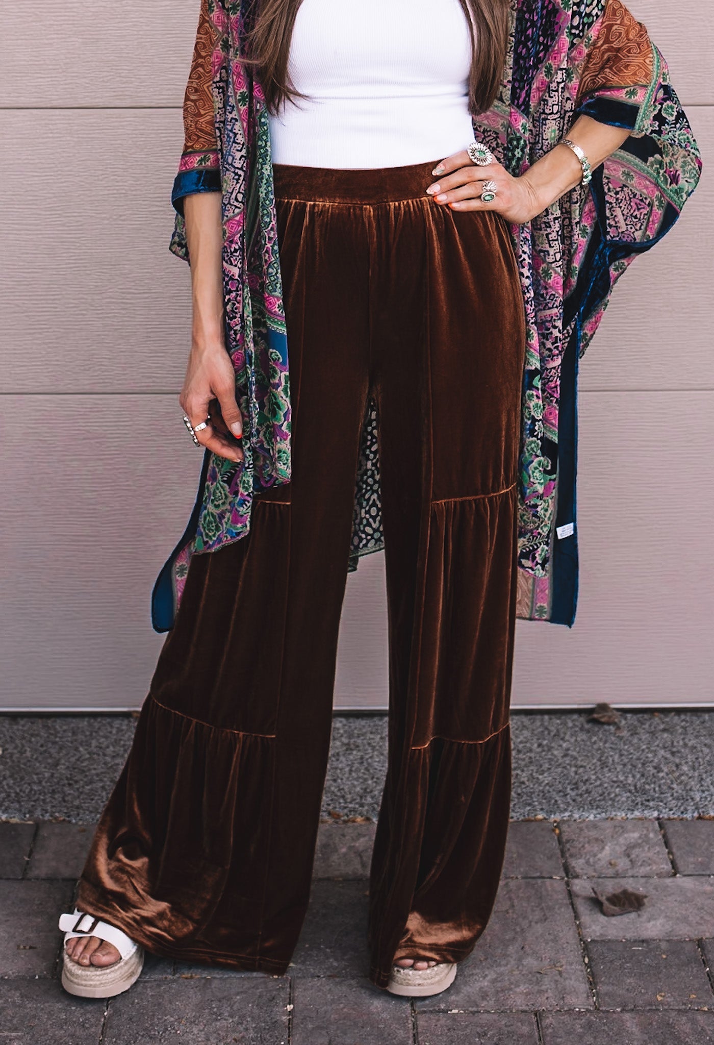 Brooke Velvet Ruffle Hem Wide Leg Pants-Pants-Krush Kandy, Women's Online Fashion Boutique Located in Phoenix, Arizona (Scottsdale Area)