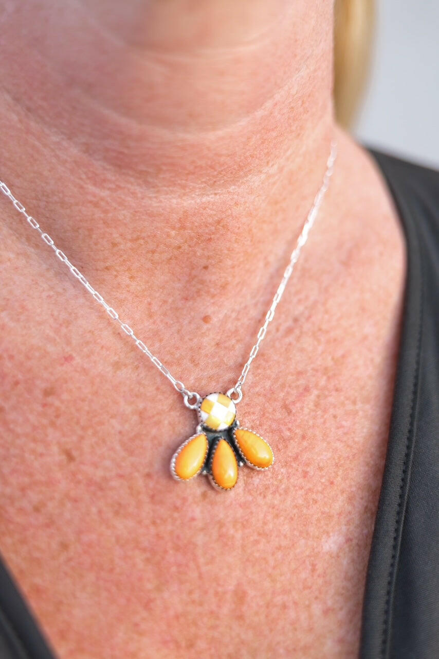 Tangerine Rosarita and Aurora Opal CZ Chain Necklace-Necklaces-Krush Kandy, Women's Online Fashion Boutique Located in Phoenix, Arizona (Scottsdale Area)