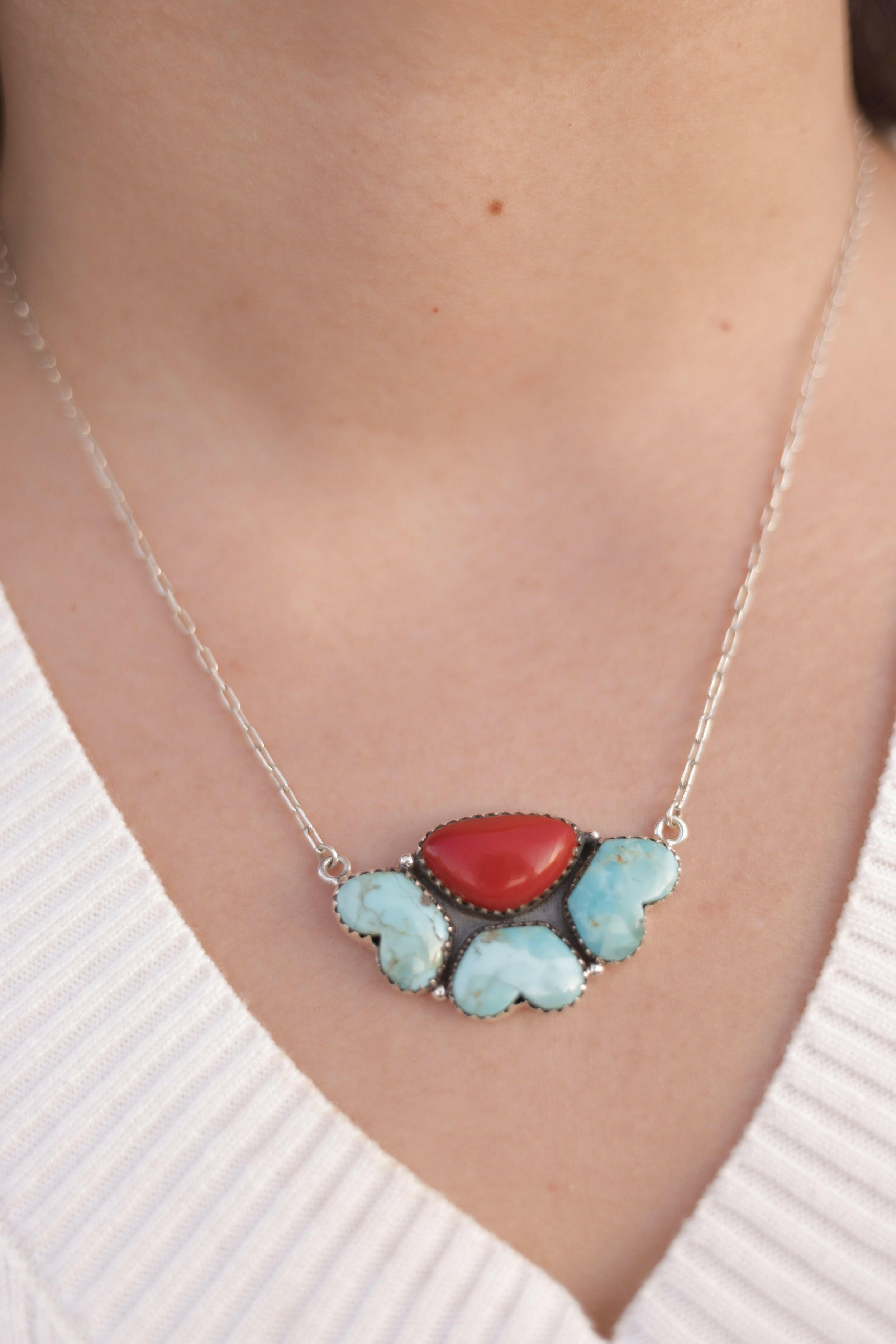 Half Red Rosarita Daisy Chain Pendants-Necklaces-Krush Kandy, Women's Online Fashion Boutique Located in Phoenix, Arizona (Scottsdale Area)