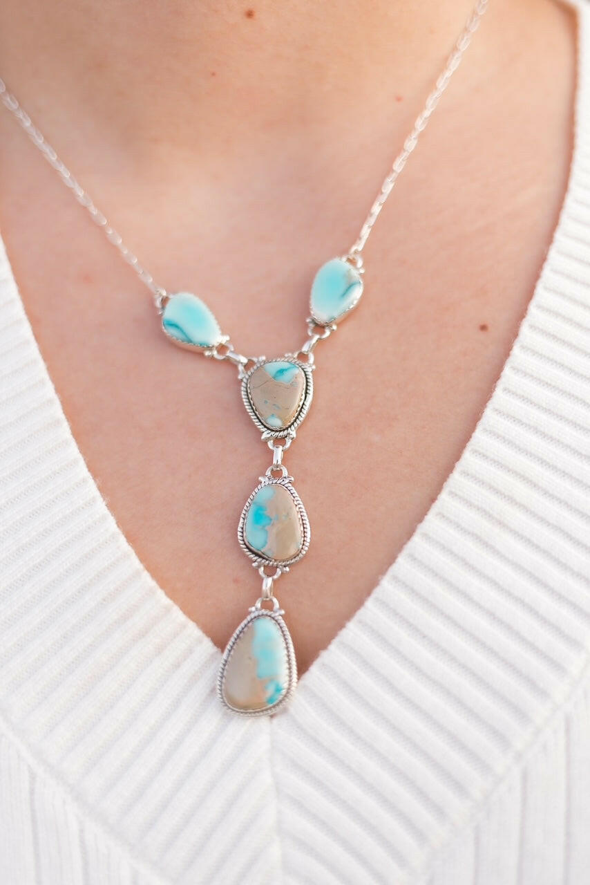 Desert Blue Jasper Necklace and Earring Set-Necklaces-Krush Kandy, Women's Online Fashion Boutique Located in Phoenix, Arizona (Scottsdale Area)