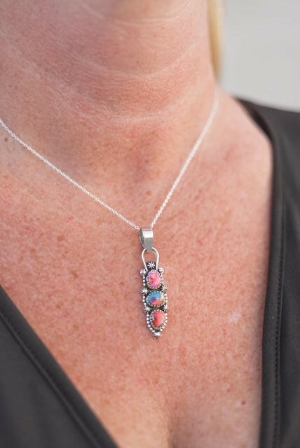 Three Stone Concho Pendant-Pendant Necklaces-Krush Kandy, Women's Online Fashion Boutique Located in Phoenix, Arizona (Scottsdale Area)