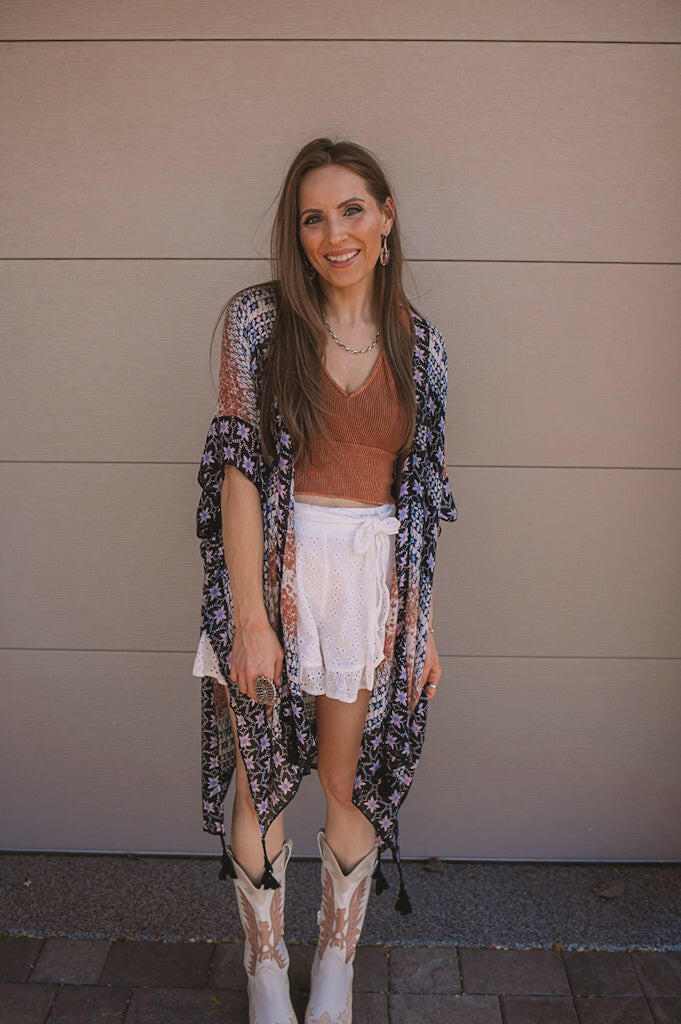 Kelsey Boho Print Combo Kimono-Kimonos-Krush Kandy, Women's Online Fashion Boutique Located in Phoenix, Arizona (Scottsdale Area)