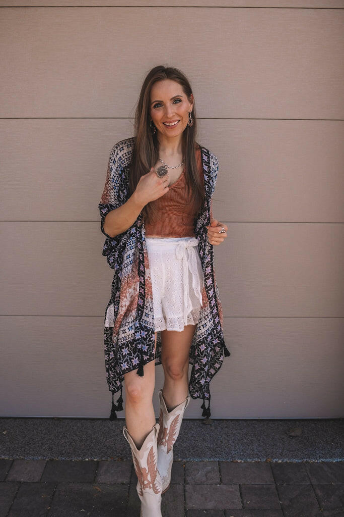 Kelsey Boho Print Combo Kimono-Kimonos-Krush Kandy, Women's Online Fashion Boutique Located in Phoenix, Arizona (Scottsdale Area)