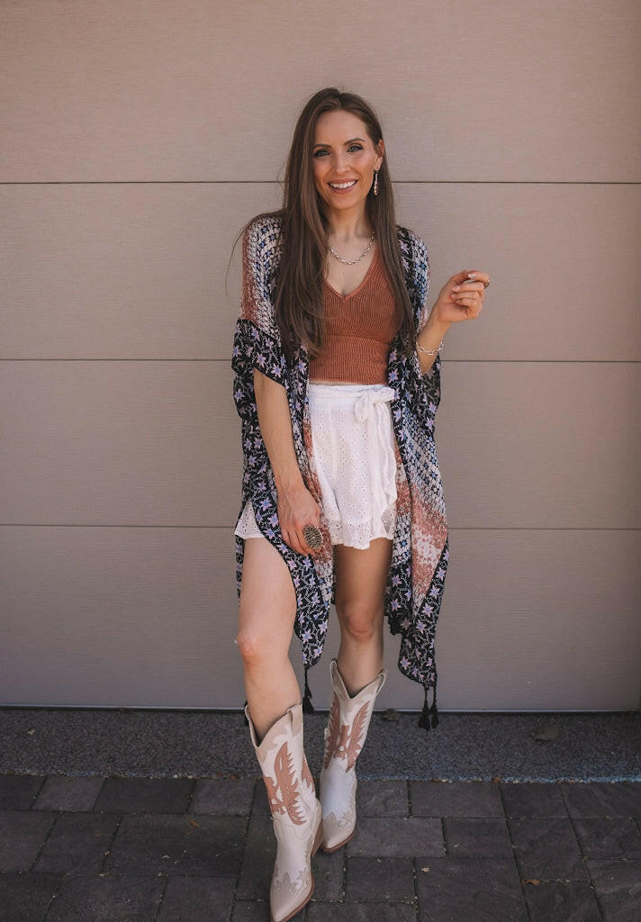 Kelsey Boho Print Combo Kimono-Kimonos-Krush Kandy, Women's Online Fashion Boutique Located in Phoenix, Arizona (Scottsdale Area)