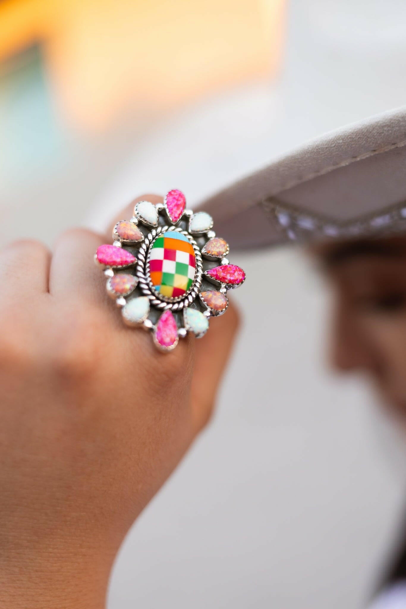 Summer Checkered Cluster Rings-Rings-Krush Kandy, Women's Online Fashion Boutique Located in Phoenix, Arizona (Scottsdale Area)