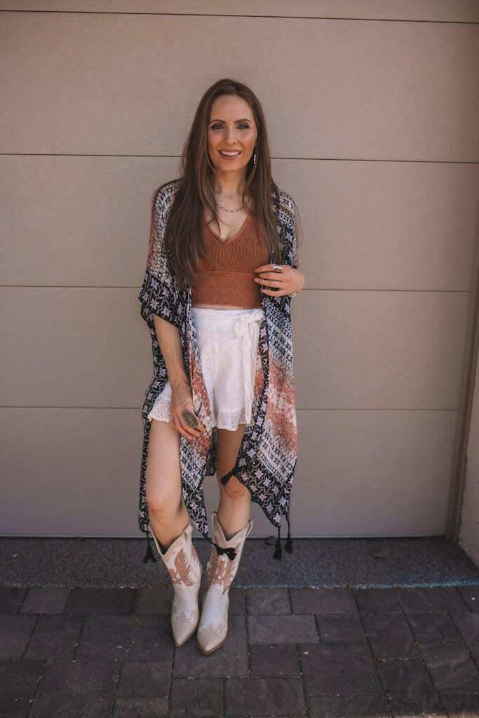 Kelsey Boho Print Combo Kimono-Kimonos-Krush Kandy, Women's Online Fashion Boutique Located in Phoenix, Arizona (Scottsdale Area)