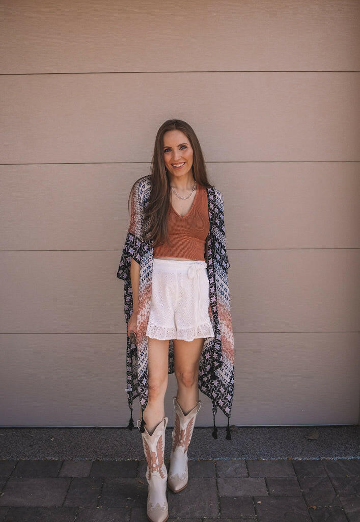 Kelsey Boho Print Combo Kimono-Kimonos-Krush Kandy, Women's Online Fashion Boutique Located in Phoenix, Arizona (Scottsdale Area)