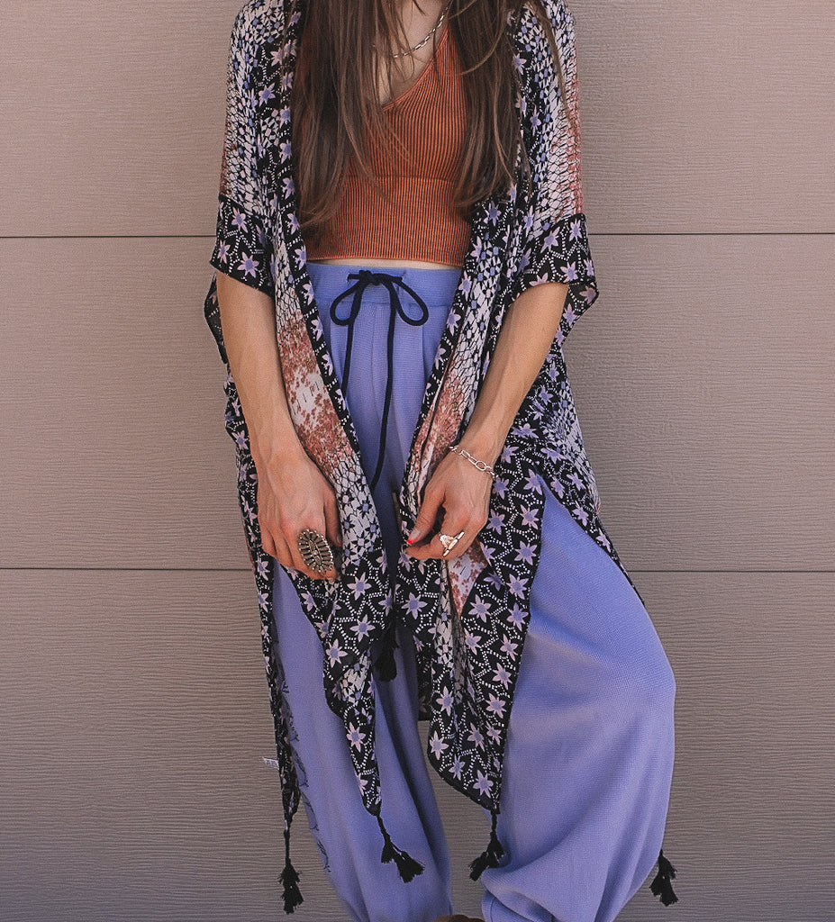 Kelsey Boho Print Combo Kimono-Kimonos-Krush Kandy, Women's Online Fashion Boutique Located in Phoenix, Arizona (Scottsdale Area)