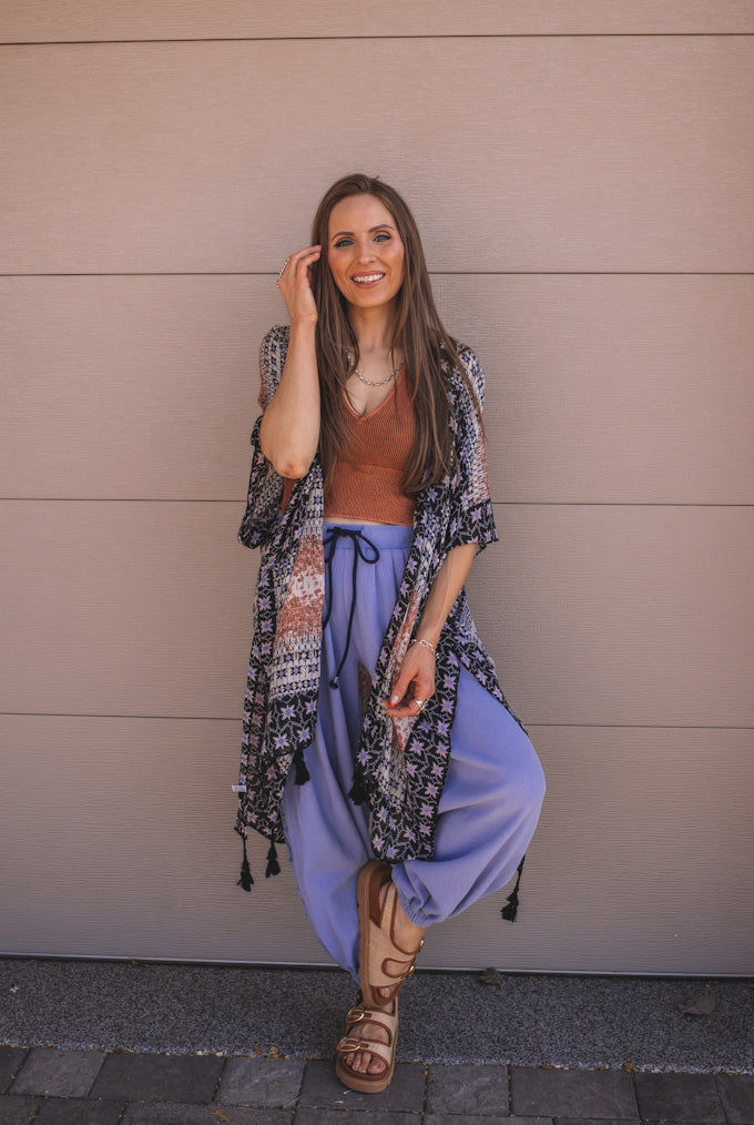 Kelsey Boho Print Combo Kimono-Kimonos-Krush Kandy, Women's Online Fashion Boutique Located in Phoenix, Arizona (Scottsdale Area)