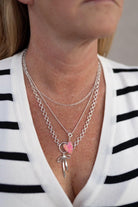 Opal Heart & Bow Layered Necklace-Necklaces-Krush Kandy, Women's Online Fashion Boutique Located in Phoenix, Arizona (Scottsdale Area)