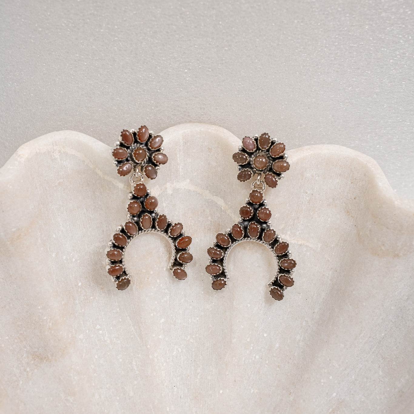 Sterling Silver & Stone Crowned Horseshoe Earrings