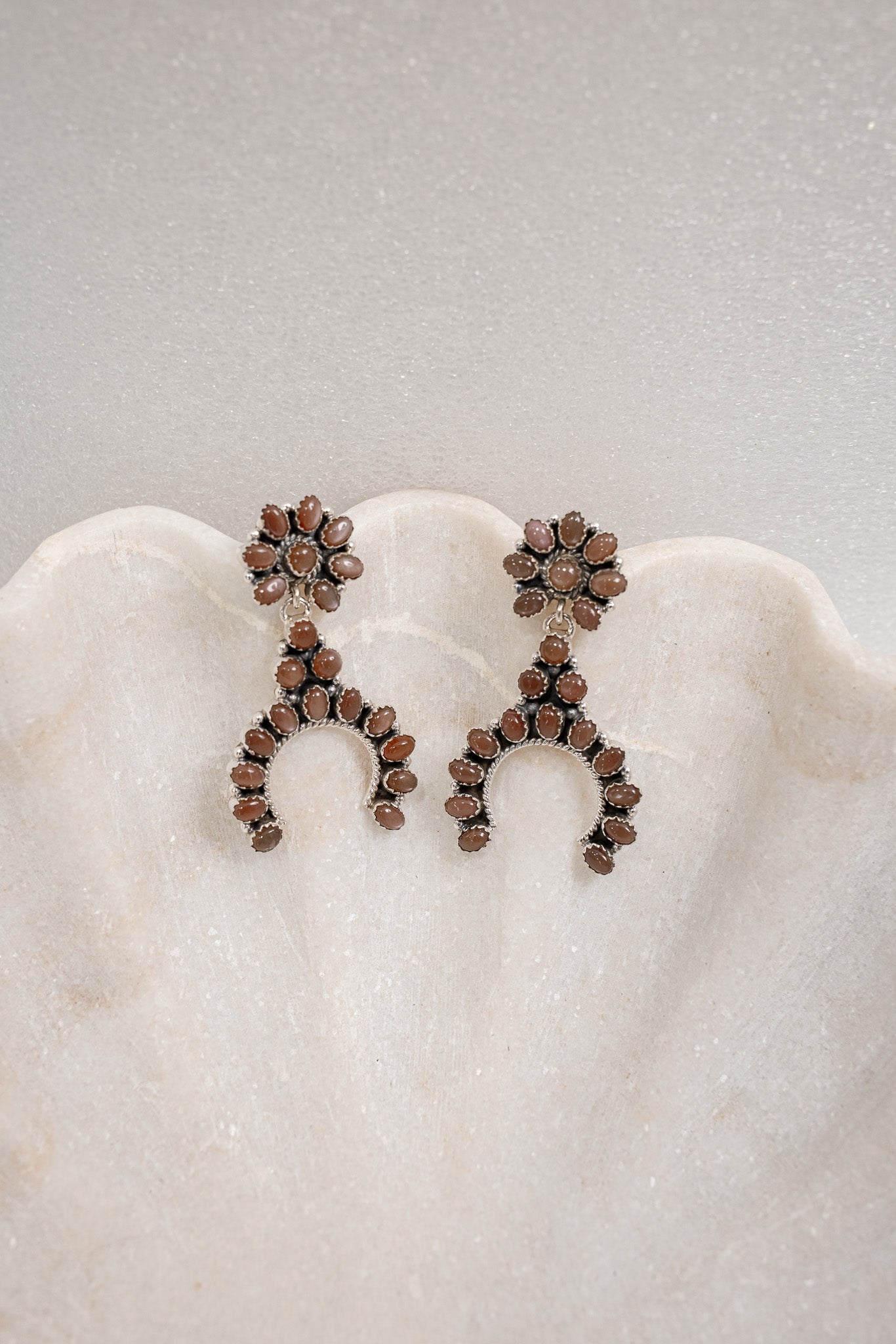 Sterling Silver & Stone Crowned Horseshoe Earrings-Drop Earrings-Krush Kandy, Women's Online Fashion Boutique Located in Phoenix, Arizona (Scottsdale Area)