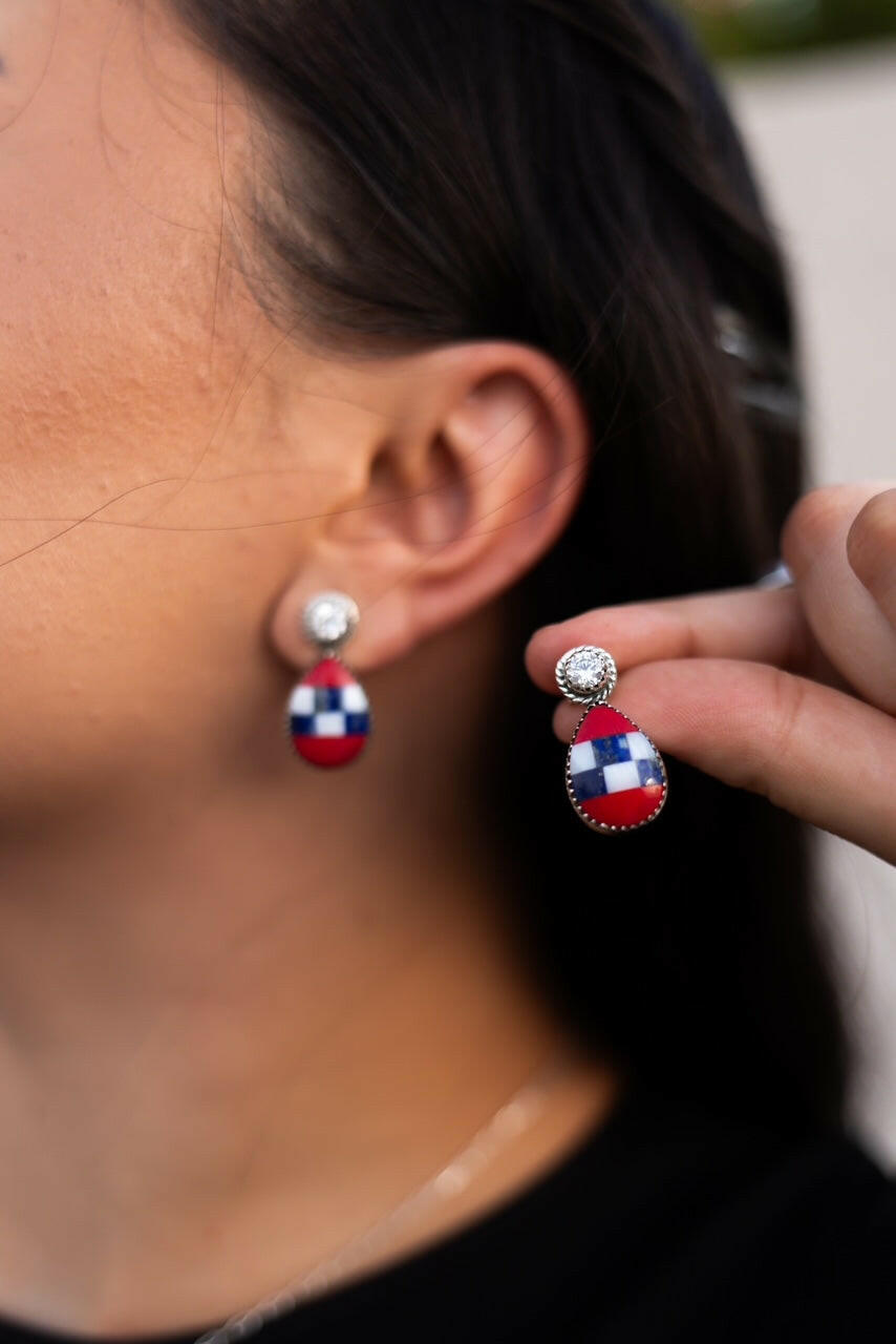 Stars & Stripes Swing Earrings-Earrings-Krush Kandy, Women's Online Fashion Boutique Located in Phoenix, Arizona (Scottsdale Area)