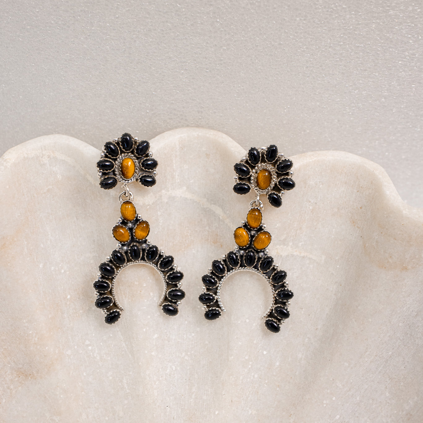 Sterling Silver & Stone Crowned Horseshoe Earrings-Earrings-Krush Kandy, Women's Online Fashion Boutique Located in Phoenix, Arizona (Scottsdale Area)