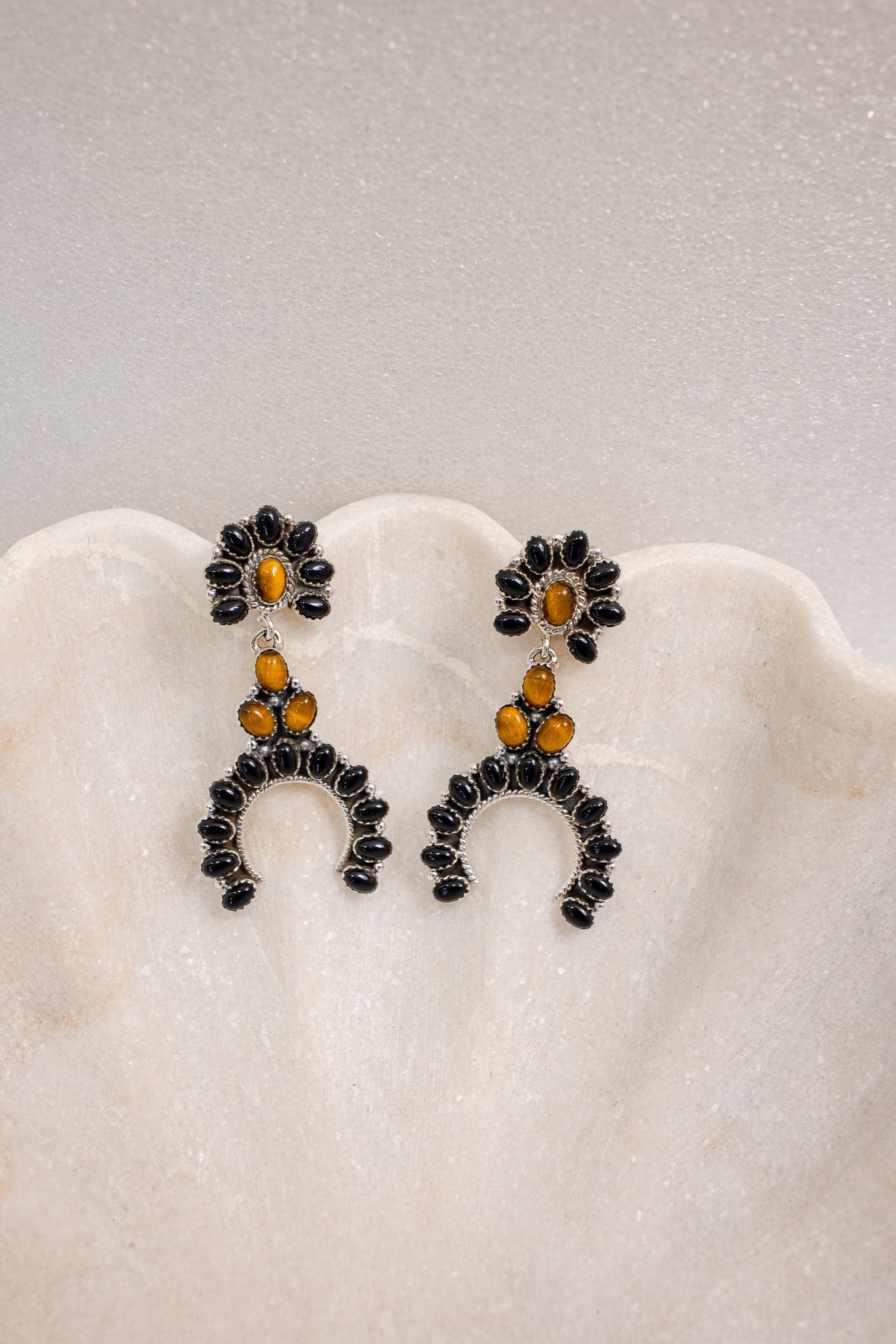 Sterling Silver & Stone Crowned Horseshoe Earrings-Drop Earrings-Krush Kandy, Women's Online Fashion Boutique Located in Phoenix, Arizona (Scottsdale Area)