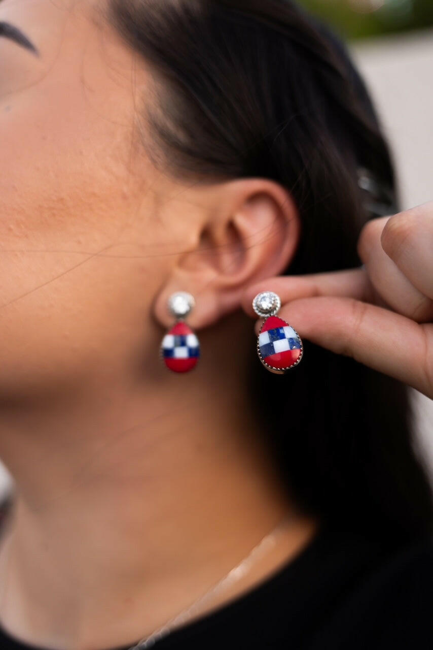 Stars & Stripes Swing Earrings-Earrings-Krush Kandy, Women's Online Fashion Boutique Located in Phoenix, Arizona (Scottsdale Area)